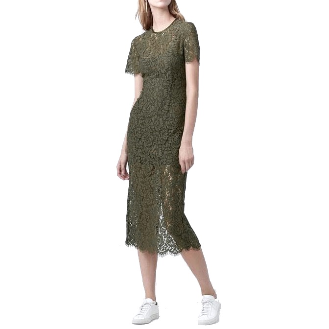 Dvf Carly Lace Dress In Mute Green, Size 2
